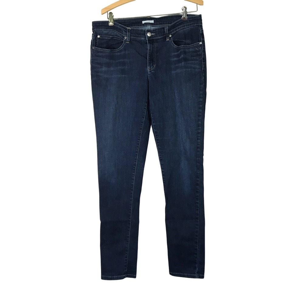 Eileen Fisher Organic Cotton Stretch Slim‎ Jeans 12 Dark Blue